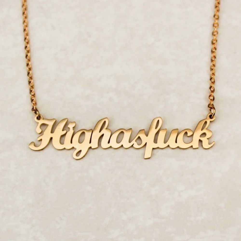 Sold Out Blunted Objects High As Fuck Statement Necklace in gold - new!